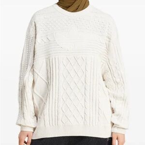 Adidas Women's Cream Cable Knit Sweater